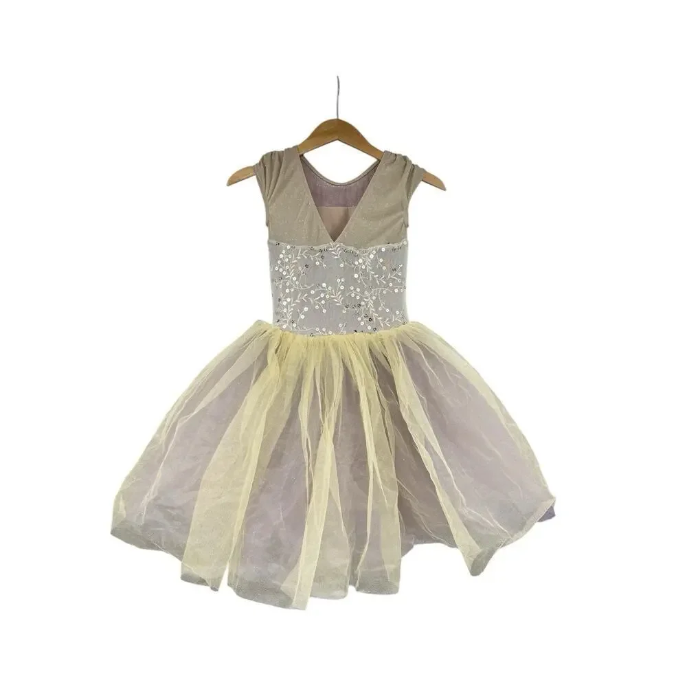 Weissman Dance Costume Pointe Ballet Purple Gold Sparkle‎ Dress Child Medium